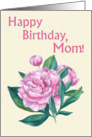 Happy Birthday card for mother with watercolor peony card