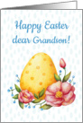 Easter watercolor card for Grandson with Egg and flowers. card