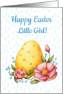 Easter watercolor card for Little Girl with Egg and flowers. card