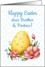 Easter watercolor card for brother and partner with Egg and flowers card