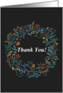 Thank you wreath of beautiful flowers card