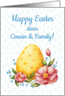 Easter watercolor card for Cousin & Family with Egg and flowers card