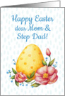 Easter watercolor card for mother and step father with Egg and flowers card