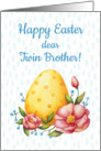 Easter watercolor card for Twin Brother with Egg and flowers card