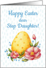 Easter watercolor card for Step Daughter with Egg and flowers card