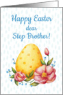 Easter watercolor card for Step Brother with Egg and flowers card