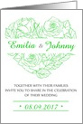 Light green rose heart is on the invitation for your wedding card