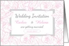 Beautiful wedding invitation with pink roses card