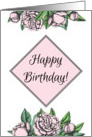 Vintage Happy Birthday card for elegant person with rose’s theme card