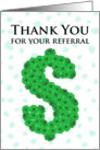 Thank You for your referral card with dollar card