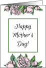 Vintage card Happy Mother’s Day with pink heart from leaves card