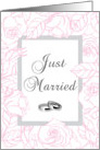 Just Married card with pink roses card