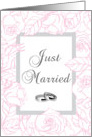 Just Married card with pink roses card