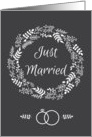 Just married announcement with wreath card
