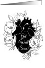 Get Well Soon, Heart Attack, Heart in black and white style card