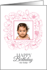 Happy Birthday to You with pink flowers with photo card