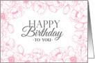 Happy Birthday with pink anemone frame card
