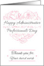 Happy Administrative Professionals Day with heart of pink roses card