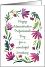 Happy Administrative Professionals Day for secretary purple flowers card