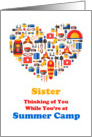 Thinking of Sister card with heart for Summer Camp card