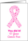 Congratulations Cancer free 15 years anniversary pink ribbon card