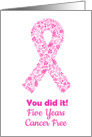 Cancer free 5 years anniversary pink ribbon card