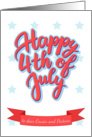 Happy 4th of July lettering for a Cousin and Partner. card