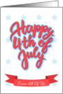 Happy 4th of July lettering from All of Us card