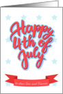 Happy 4th of July lettering for a Son and Fiancee card