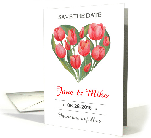 Save the date card with watercolor flower heart card (1423434)