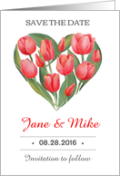 Save the date card with watercolor flower heart card