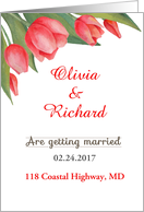 Wedding invitation card with watercolor tulip flowers card