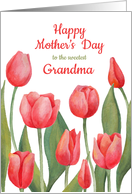 Happy mother’s day card for your grandmother with watercolor tulips card