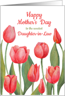 Happy mother’s day card for daughter-in-law with watercolor tulips card