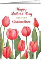 Happy mother’s day card for godmother with watercolor tulips card