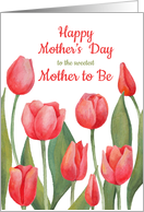Happy mother’s day card for mother to be with watercolor tulips card