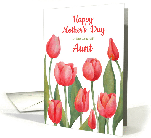 Happy mother's day card for aunt with watercolor tulips card (1424098)