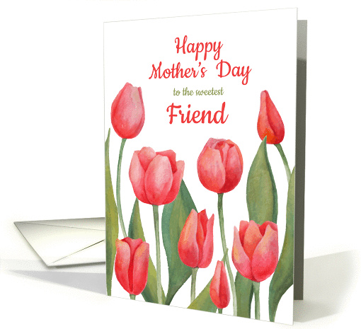 Happy mother's day card for your friend with watercolor tulips card