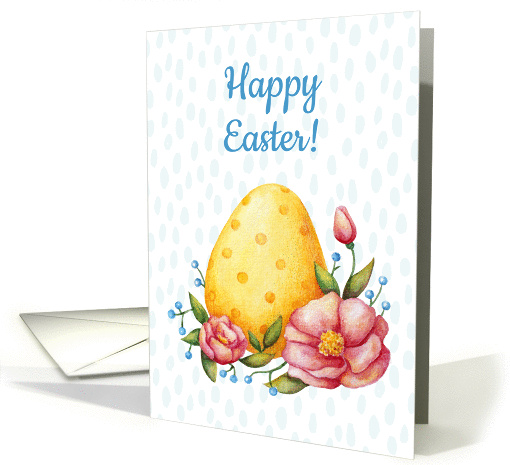 Easter watercolor card with Egg and flowers. card (1425486)