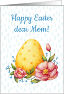 Easter watercolor card for Mom with Egg and flowers. card