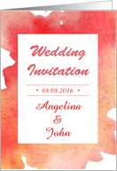 Red watercolor splash wedding invitation card