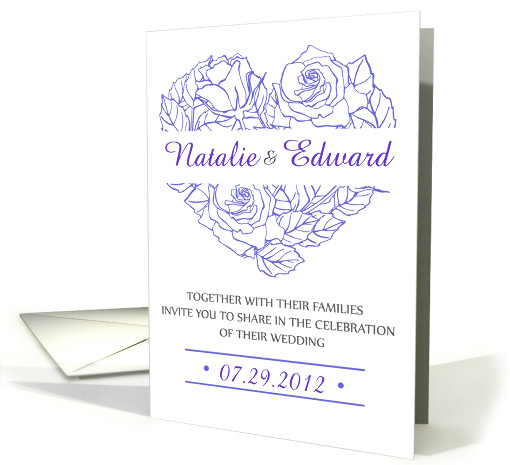 Light violet rose heart is on the invitation for your wedding card