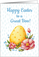 Easter watercolor card for a Great Boss with Egg and flowers. card