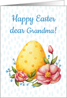 Easter watercolor card for Grandmother with Egg and flowers. card