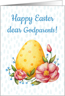 Easter watercolor card for godparents with Egg and flowers card