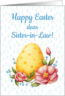 Easter watercolor card for sister-in-law with Egg and flowers card