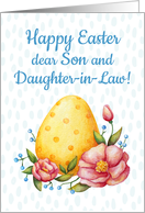 Easter watercolor card for son and daughter-in-law with Egg and flower card