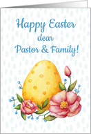 Easter watercolor card for Pastor and Family with Egg and flowers card