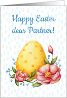 Easter watercolor card for Partner with Egg and flowers card