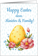 Easter watercolor card for Minister and Family with Egg and flowers card